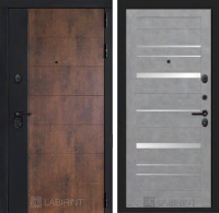 Входная металлическая дверь ТЕХНО 20 - Бетон светлый, зеркальные вставки