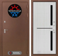 Входная металлическая дверь Термо Магнит 02 - Сандал белый, стекло черное