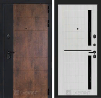Входная металлическая дверь ТЕХНО 02 - Сандал, стекло черное