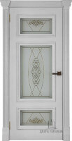 Межкомнатная дверь Мадрид perla с широким фигурным багетом, стекло Мираж