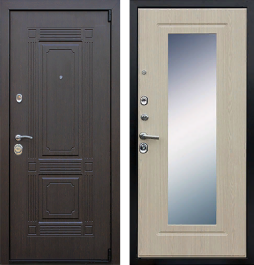 Входная дверь АСД Викинг с зеркалом Беленый дуб
