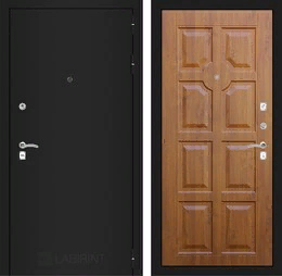 Входная металлическая дверь CLASSIC шагрень черная 17 - Золотой дуб