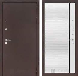 Входная металлическая дверь CLASSIC антик медный 22 - Белый софт, черная вставка