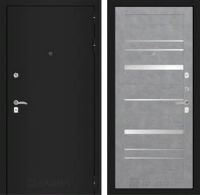 Входная металлическая дверь CLASSIC шагрень черная 20 - Бетон светлый, зеркальные вставки
