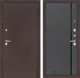 Входная металлическая дверь CLASSIC антик медный 22 - Графит софт, черная вставка