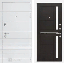 Входная металлическая дверь Трендо 02 - Венге, стекло белое