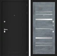 Входная металлическая дверь CLASSIC шагрень черная 20 - Бетон темный, зеркальные вставки