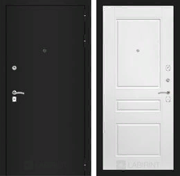 Входная металлическая дверь CLASSIC шагрень черная 03 - Белый софт