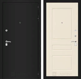 Входная металлическая дверь CLASSIC шагрень черная 03 - Крем софт