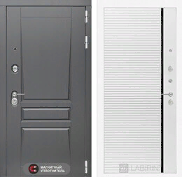 Входная металлическая дверь Платинум 22 - Белый софт, черная вставка