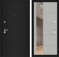 Входная металлическая дверь CLASSIC шагрень черная с Зеркалом 19 - Грей софт