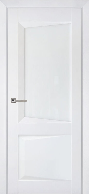 Межкомнатная дверь Перфекто 108 покрытие soft touch белый бархат остекленная