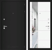 Входная металлическая дверь CLASSIC шагрень черная с Зеркалом 19 - Белый софт