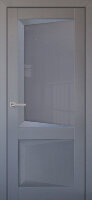 Межкомнатная дверь Перфекто 108 покрытие soft touch серый бархат остекленная