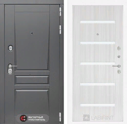 Входная металлическая дверь Платинум 01 - Сандал белый, стекло белое