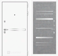Входная металлическая дверь Лайн WHITE 20 - Бетон светлый, зеркальные вставки