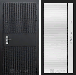 Входная металлическая дверь BLACK 22 - Белый софт, черная вставка