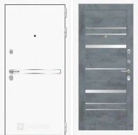 Входная металлическая дверь Лайн WHITE 20 - Бетон темный, зеркальные вставки