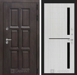 Входная металлическая дверь Лондон 02 - Сандал белый, стекло черное