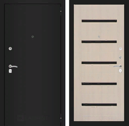 Входная металлическая дверь CLASSIC шагрень черная 01 - Беленый дуб