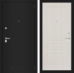 Входная металлическая дверь CLASSIC шагрень черная 03 - Сандал белый