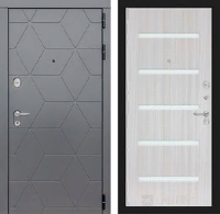 Входная металлическая дверь COSMO 01 - Сандал белый, стекло белое