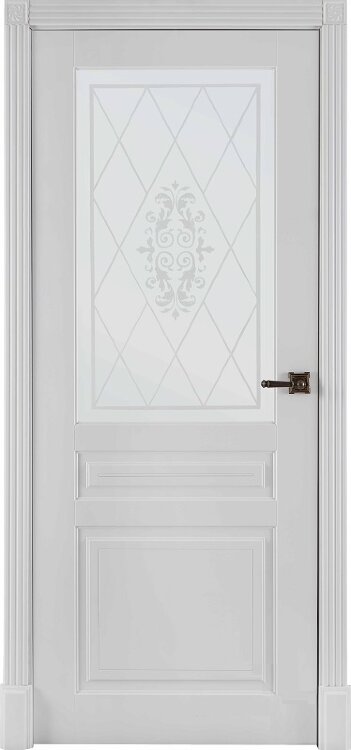 Межкомнатная дверь Турин эмаль белая, стекло