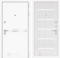 Входная металлическая дверь Лайн WHITE 01 - Сандал белый, стекло белое