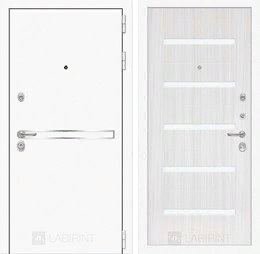 Входная металлическая дверь Лайн WHITE 01 - Сандал белый, стекло белое