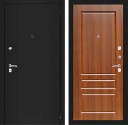 Входная металлическая дверь CLASSIC шагрень черная 03 - Орех бренди