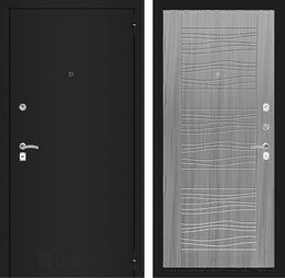 Входная металлическая дверь CLASSIC шагрень черная 06 - Сандал серый