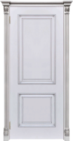 Межкомнатная дверь Итало Багет-32 эмаль белая патина серебро, глухая