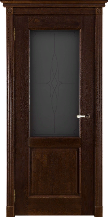 Межкомнатная дверь Селена античный орех, стекло мателюкс с гравировкой