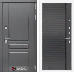 Входная металлическая дверь Платинум 22 - Графит софт, черная вставка