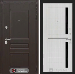 Входная металлическая дверь Мегаполис 02 - Сандал белый, стекло черное