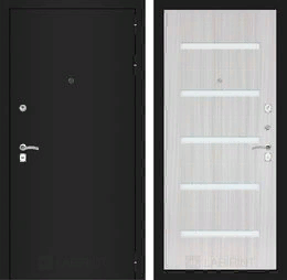 Входная металлическая дверь CLASSIC шагрень черная 01 - Сандал белый