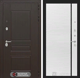 Входная металлическая дверь Мегаполис 22 - Белый софт, черная вставка
