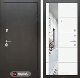 Входная металлическая дверь SILVER с Зеркалом 19 - Белый софт