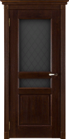 Межкомнатная дверь Виктория античный орех, стекло Квадро мателюкс с гравировкой
