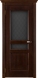 Межкомнатная дверь Виктория античный орех, стекло Квадро мателюкс с гравировкой