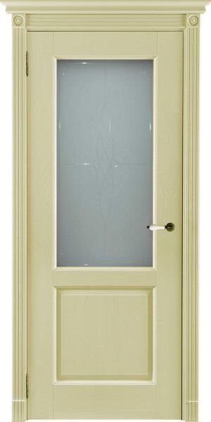 Межкомнатная дверь Селена эмаль слоновая кость, стекло мателюкс с гравировкой