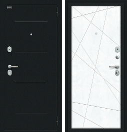 Входная металлическая дверь Граффити-5 Букле черное/Snow Art