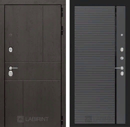 Входная металлическая дверь URBAN 22 - Графит софт, черная вставка