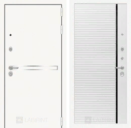 Входная металлическая дверь Лайн WHITE 22 - Белый софт, черная вставка