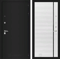 Входная металлическая дверь CLASSIC шагрень черная 22 - Белый софт, черная вставка