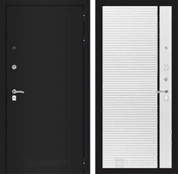 Входная металлическая дверь CLASSIC шагрень черная 22 - Белый софт, черная вставка