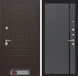 Входная металлическая дверь Мегаполис 22 - Графит софт, черная вставка