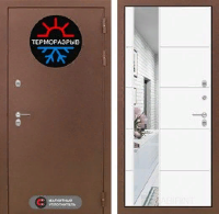Входная металлическая дверь Термо Магнит с Зеркалом 19 - Белый софт