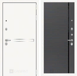 Входная металлическая дверь Лайн WHITE 22 - Графит софт, черная вставка