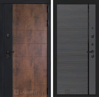 Входная металлическая дверь ТЕХНО 22 - Графит софт, черная вставка
